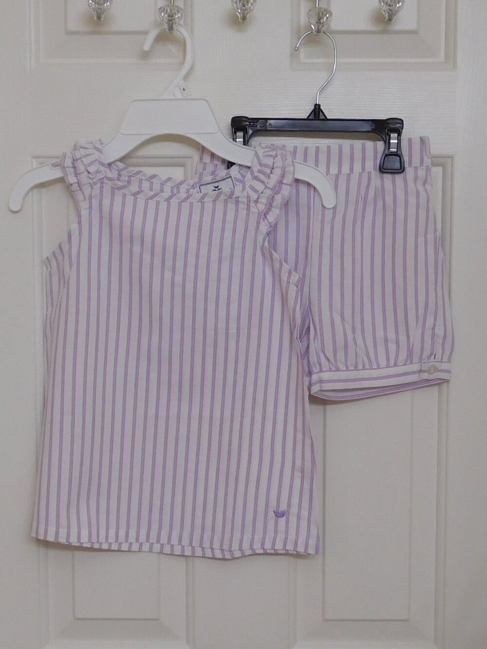 NWT 2pc Petite Plume Lavender White Stripe Top & Shorts Pajamas sz 5